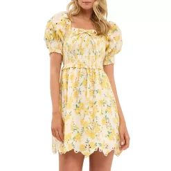 Floral Embroidery Mini Dress