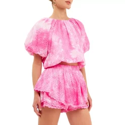 Paisely Eyelet Balloon Top with Tie-dye Effect 5 Paisely Eyelet Balloon Top with Tie-dye Effect -Free the Roses shop 5966407 ALT2