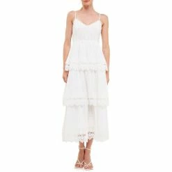 Floral Lace Tiered Trim Maxi Dress