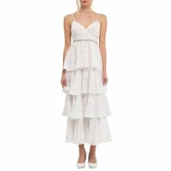 Floral Jacquard Tiered Maxi Dress