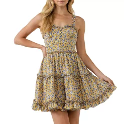 Floral Ruffle Detail Mini Dress