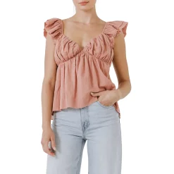 Sweet Heart Neck Raw Edge Top
