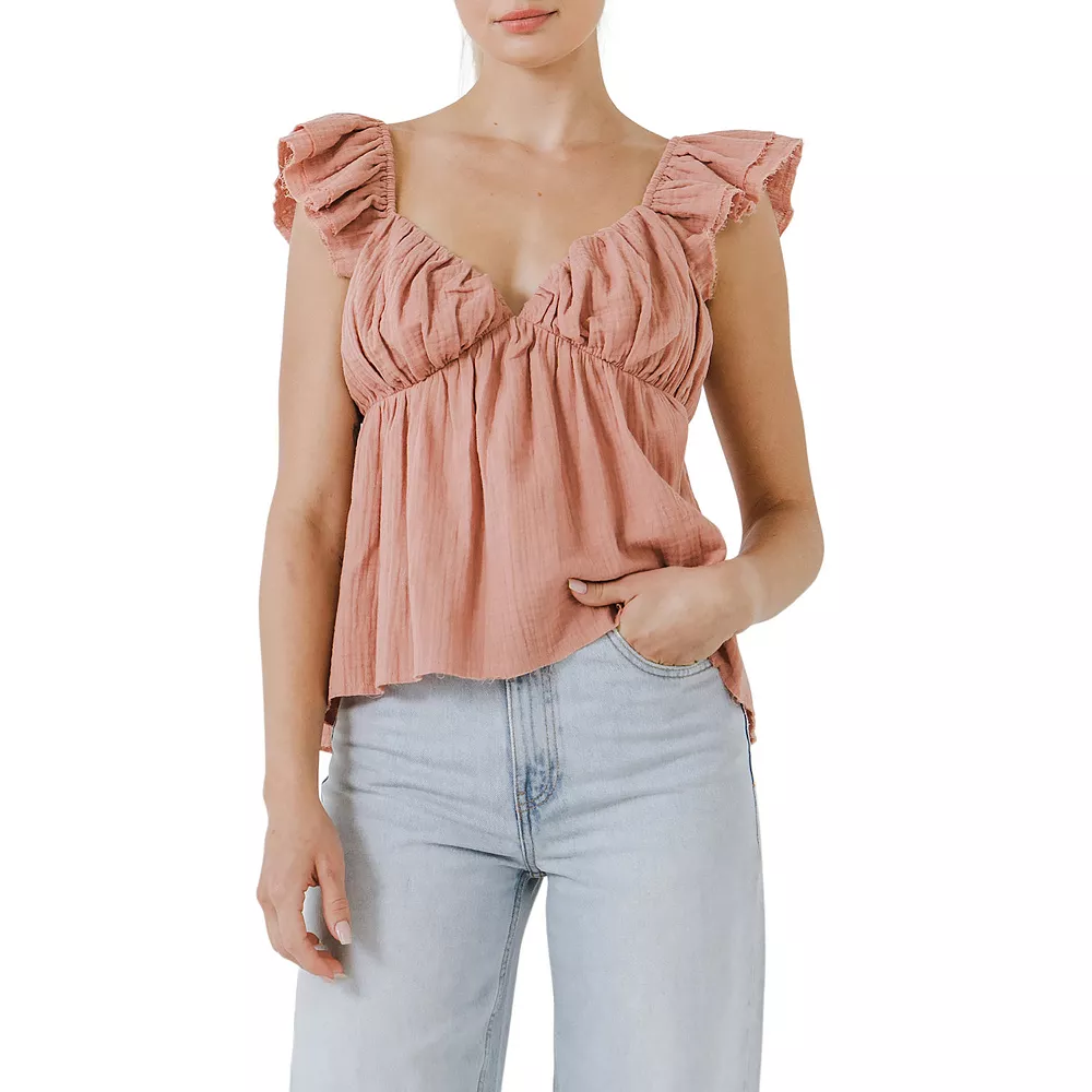 Sweet Heart Neck Raw Edge Top 1 Sweet Heart Neck Raw Edge Top