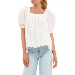 Square Neckline Back Bow Top