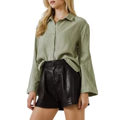 Gauze Corraled Top With Wide Sleeves and Slide Slit -Free the Roses shop 5966756 ALT2