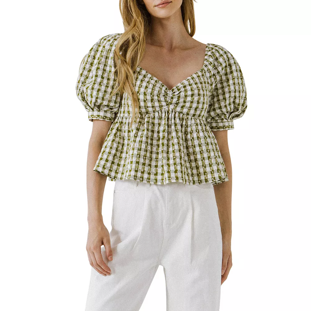 Gingham Check Top with Emboridery 1 Gingham Check Top with Emboridery