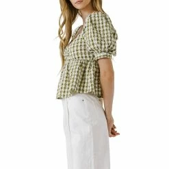 Gingham Check Top with Emboridery 5 Gingham Check Top with Emboridery -Free the Roses shop 5966769 ALT2