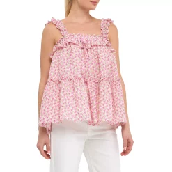 Floral Textured Flounce Top -Free the Roses shop 5966774 ALT2