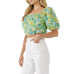 Multi Color embellishment Cropped Top -Free the Roses shop 5966874 ALT2