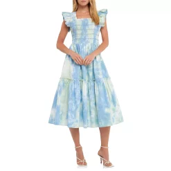 Tie-dye Smocked Detail Midi Dress