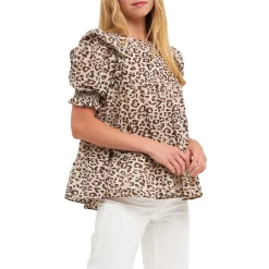 Animal Print Tiered Blouse -Free the Roses shop 5966944 ALT2