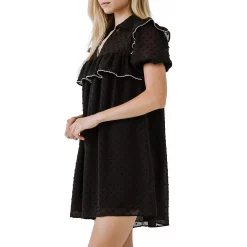 Swiss Dot Mini Dress with Ruffle Detail -Free the Roses shop 5966959 ALT2