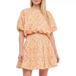 Free the Roses shop 26 Crinkled Floral Linen Blouson Top