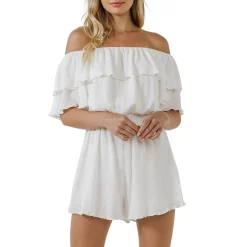 Texture Knit Ruffled Romper