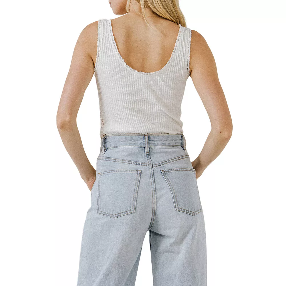 Lace Trim Henley Neck Top 2 Lace Trim Henley Neck Top - Image 2