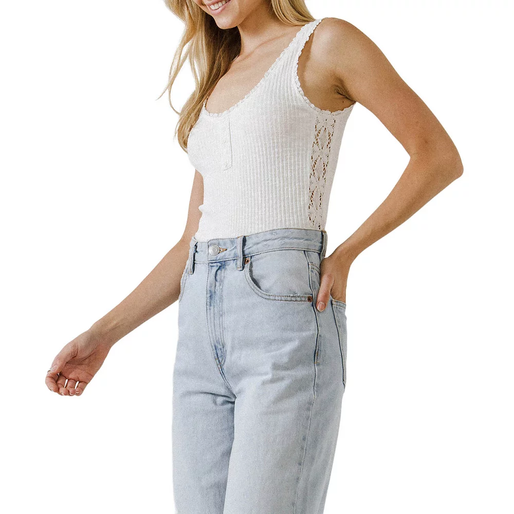 Lace Trim Henley Neck Top 3 Lace Trim Henley Neck Top - Image 3