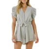 Swiss Dot Ruffle Detail Romper
