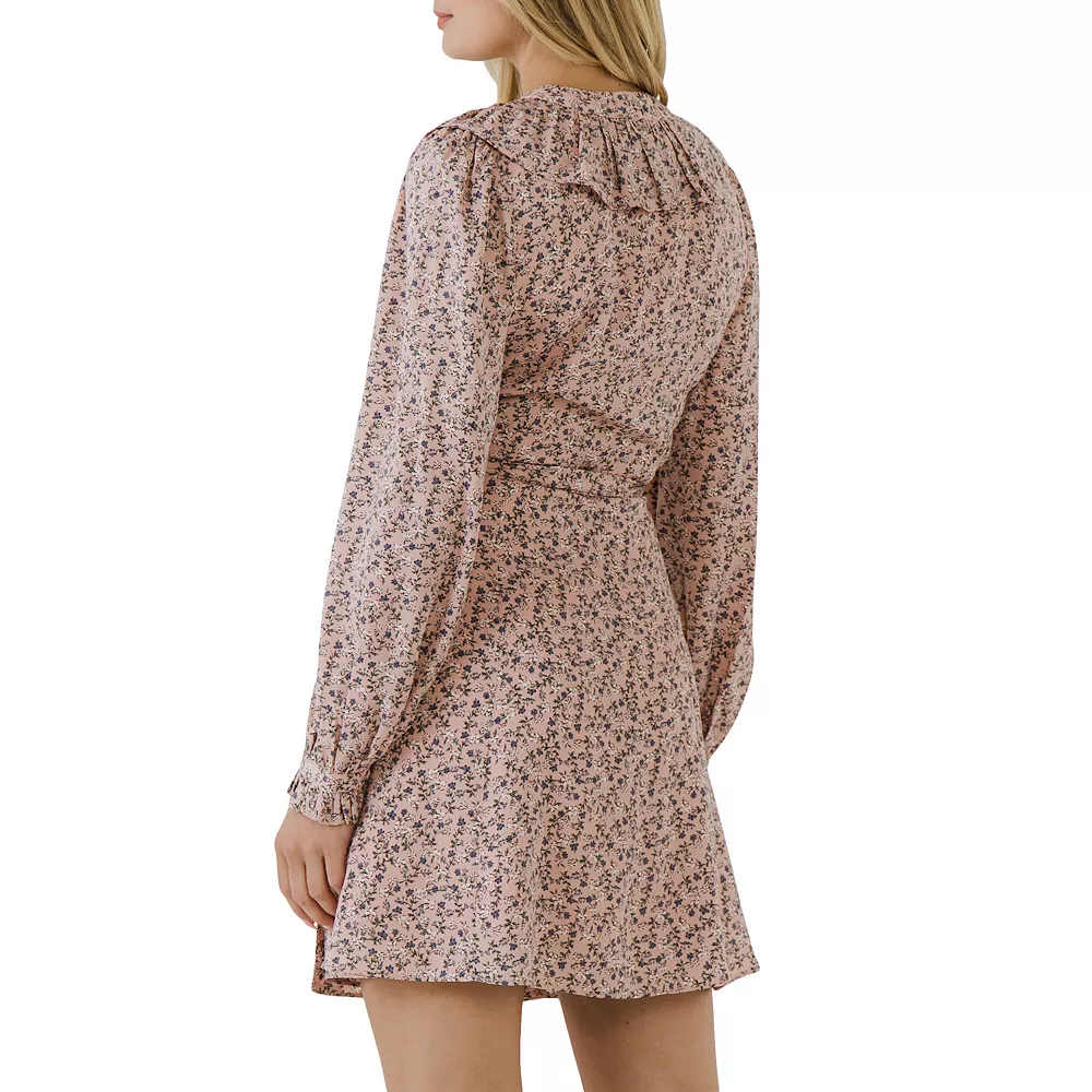 Wrapped Mini Dress with Ruffled Neckline 2 Wrapped Mini Dress with Ruffled Neckline - Image 2