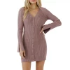 Button Up Corset Detail Knit Dress