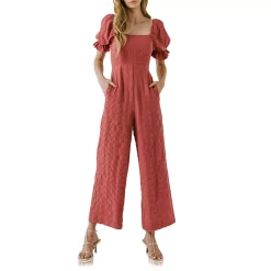 Free the Roses shop 53 Textured Square Neck Jumpsuit