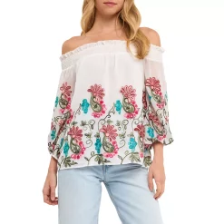 Embroidered Off Shoulder Top