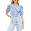 Floral Embroidered Top with Puff Sleeves