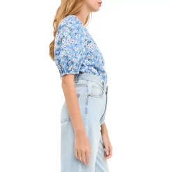 Floral Embroidered Top with Puff Sleeves -Free the Roses shop 5967343 ALT2