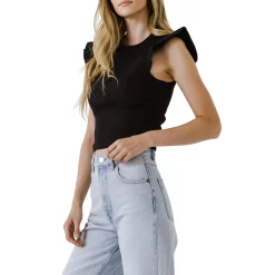 Ruffle Detail Knit Top -Free the Roses shop 5967391 ALT2