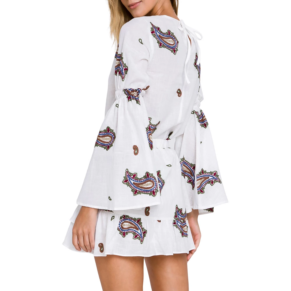 Paisley Embroidered Top with Bell Sleeves 2 Paisley Embroidered Top with Bell Sleeves - Image 2