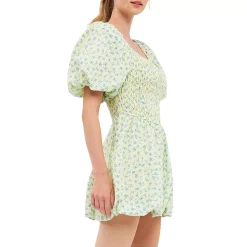 Floral Smocked Mini Balloon Dress -Free the Roses shop 5983397 ALT2