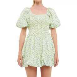 Floral Smocked Mini Balloon Dress -Free the Roses shop 5983397 ALT3