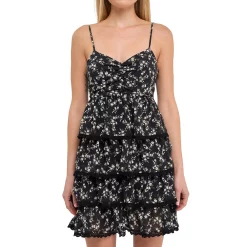 Floral Printed Tiered Mini Dress -Free the Roses shop 5983402 ALT3