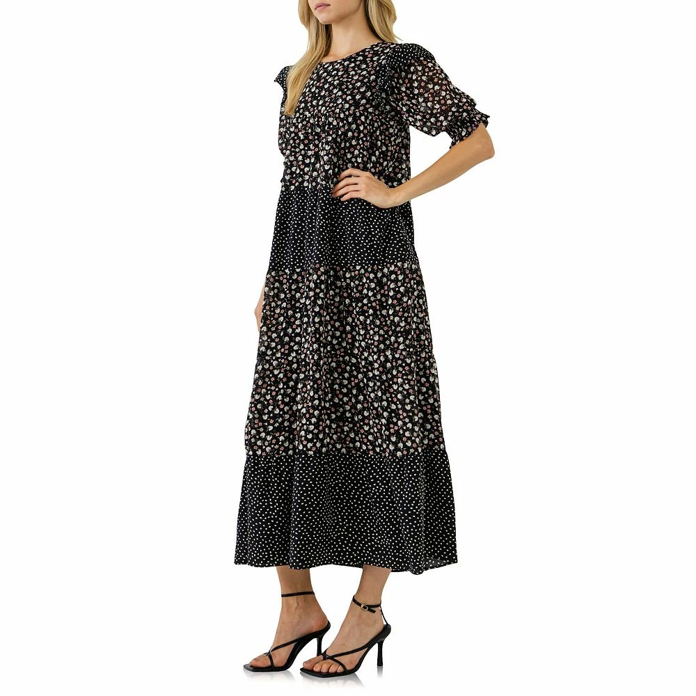 Floral & Dot Print Maxi Dress 3 Floral & Dot Print Maxi Dress - Image 3