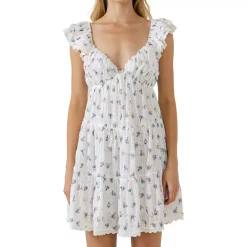 Floral Mini Dress with Back Tie Detail