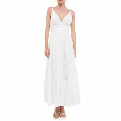 Strap Twist Ruffled Crinkled Maxi