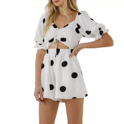 Ruched Front Romper with Puff Sleeves 5 Ruched Front Romper with Puff Sleeves -Free the Roses shop 6093651 ALT2